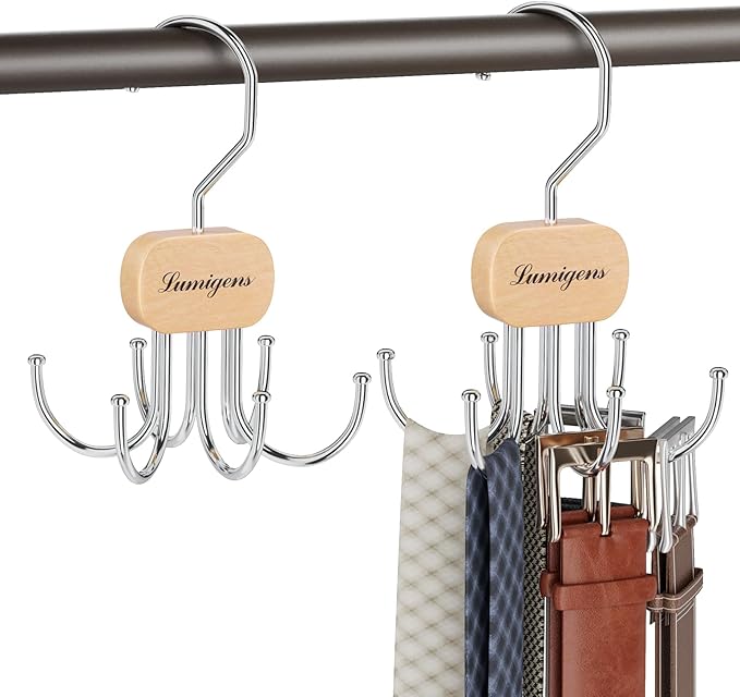 Belt Hanger, Belt Organizer for Closet, Rotatable Tie Rack, Belt Holder