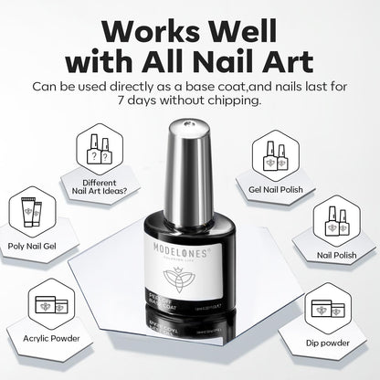modelones 15 ml Nail Dehydrator and Primer, Acid Free Base Coat Natural Prep Dehydrate & Bond Primer Kit, Hema-Free Acrylic Nail Supplies