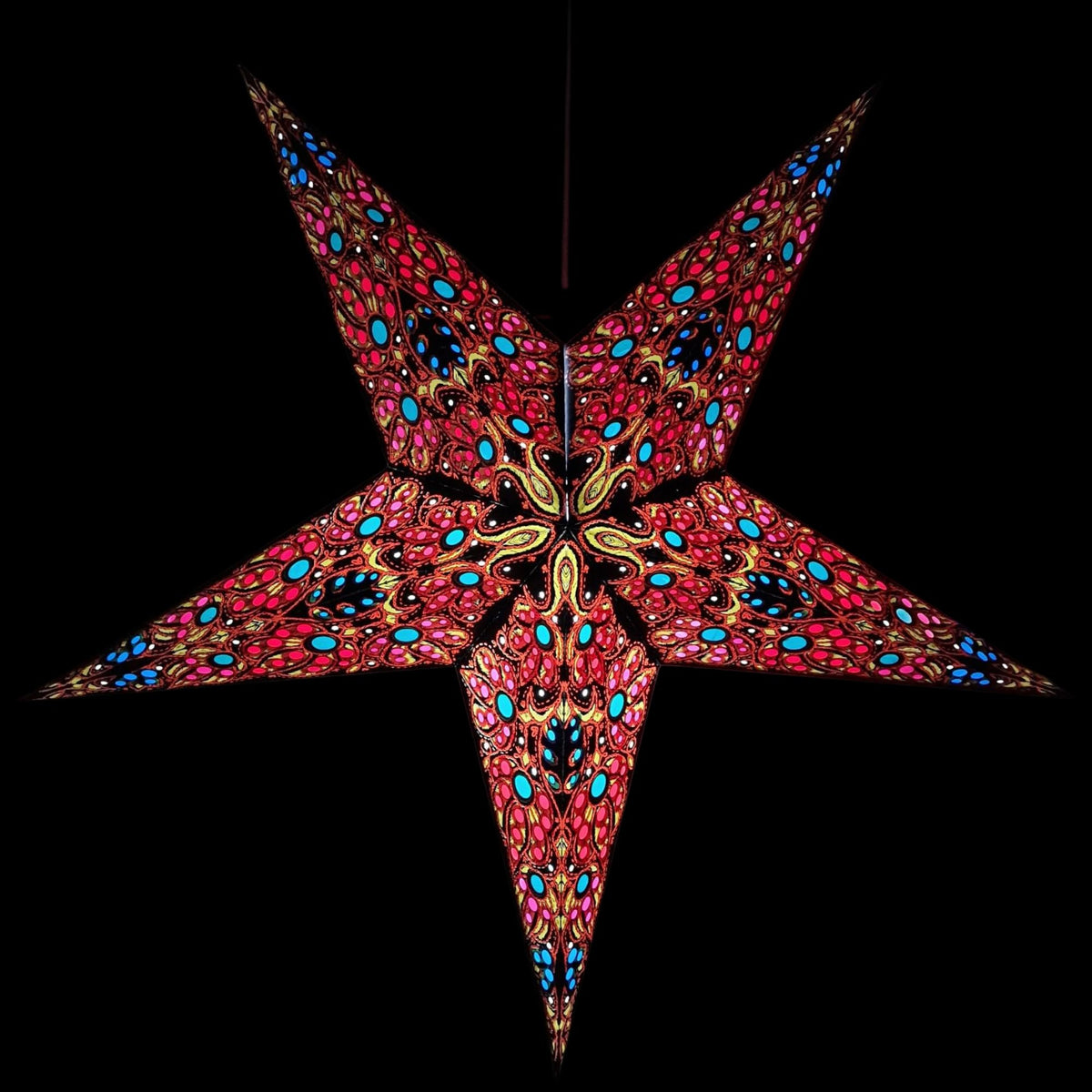 YEPSIO Lantern Lampshade Paper Star Light Shades Large 60cm Hanging Decorations for Christmas Wedding Home Decoration Birthday Party Foldable 5 Pointed Star (Black, Rust, Blue)