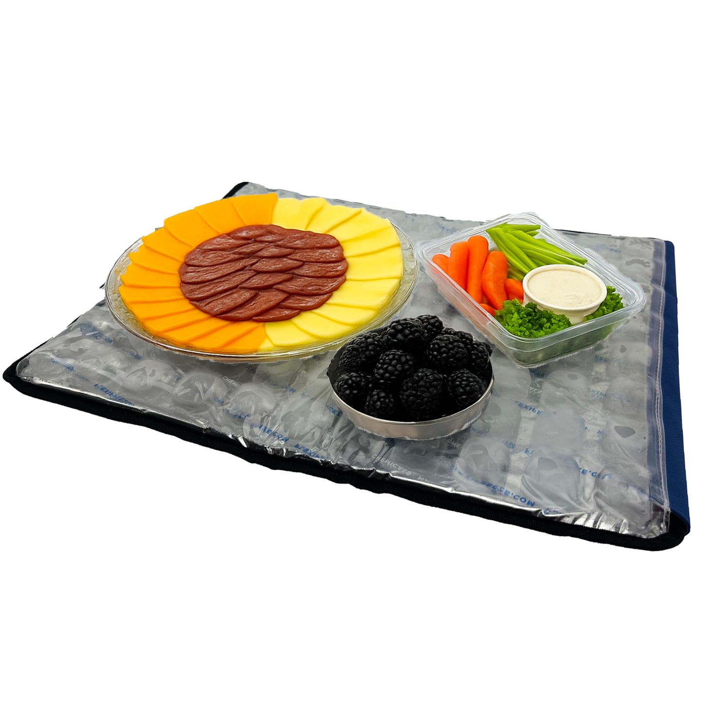 FlexiFreeze Party Mat Food Cooling Serving Platter – Buffet Display Chiller for Meat, Cheese, Fruit & Party Food Trays – Catering Supplies Cold Serving Mat Blue (19" x 15")