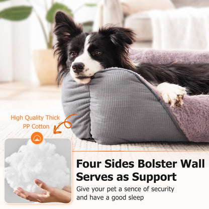 JOEJOY XL Dog Bed Washable Waterproof No Dust No Odor Fluff 89x64x23cm, Extra Large Grey, Dog Beds Extra Large for Labrador/Golden Retriever