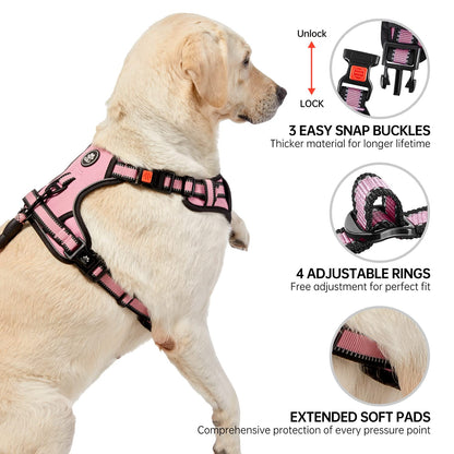 NESTROAD No Pull Dog Harness,Adjustable Oxford Dog Vest Harness with Leash,Reflective No-Choke Pet Harness with Easy Control Soft Handle for Small Dogs(Small,Pink)
