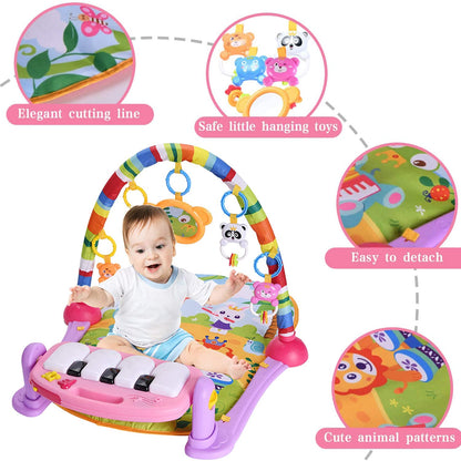 Large Baby Play Mat -Kick and Play Piano Gym -Activity Mats for Infants -Tummy Time-Educational Toys for 0-6-12-18Month+Boys and Girls