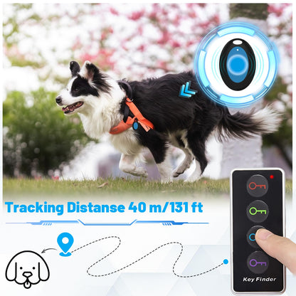 Key Finder Wireless RF Locator with 80dB+ Loud Beep & LED Light, 131ft Range, No App Needed, 1 RF Transmitter & 4 Receivers, Item Tracker for Keys, TV Remote, Wallet, Pet, and Glasses