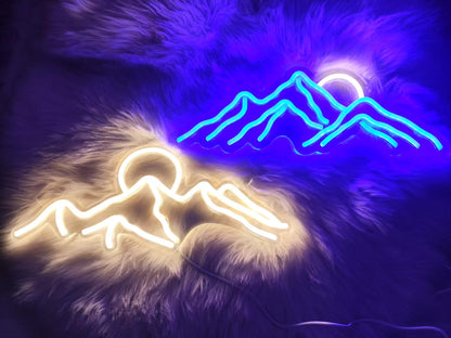 LED Decorative Lights USB Mountains Sunrise Sunset Led Neon Signs Home Decoration Wall Art Holiday Gift Brightness Adjustable 16.5''x11.8''