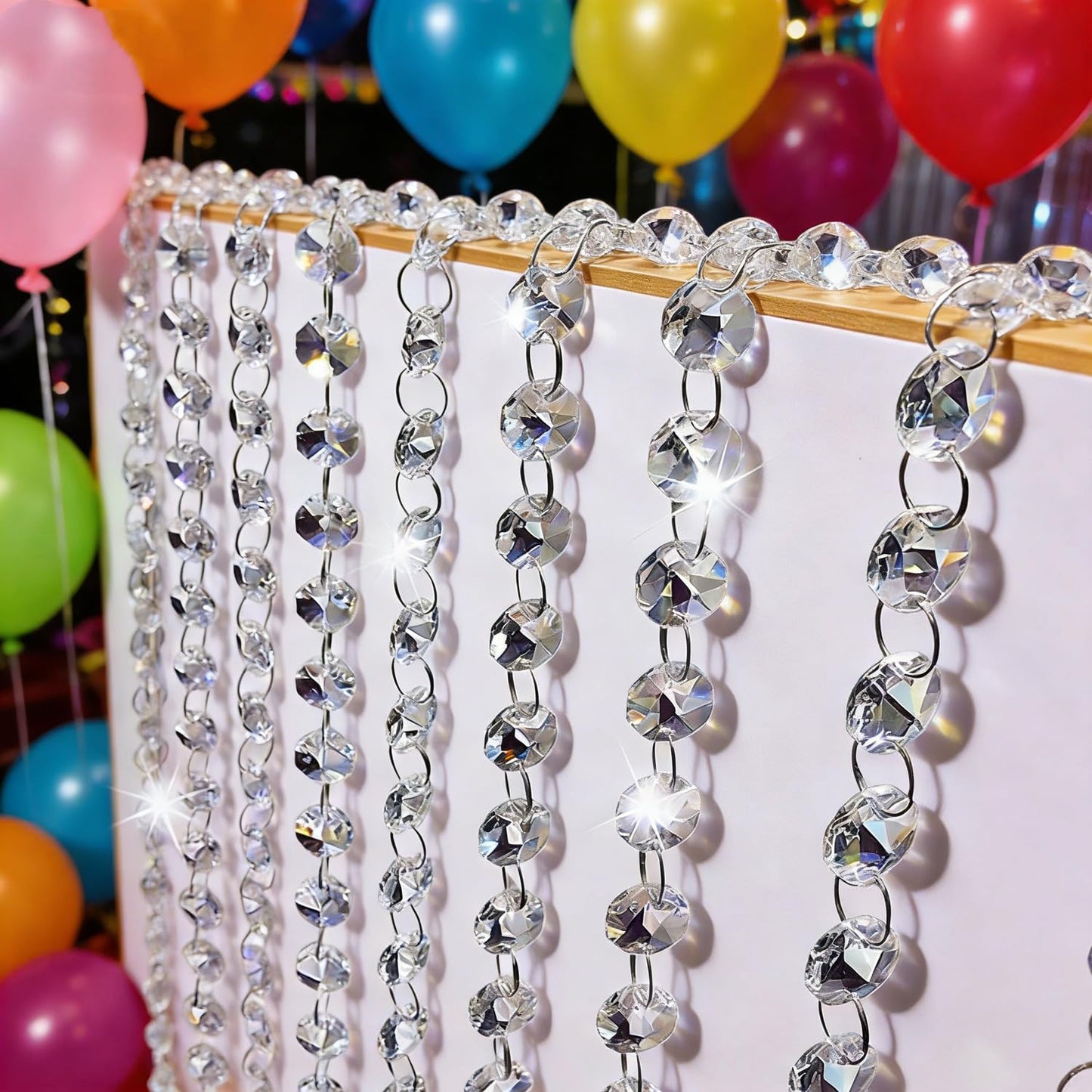33ft Acrylic Crystal Beads Garland 14mm Chandelier Gem Beads Chain Hanging Crystals Beads Strings for Wedding Party Manzanita Centerpiece Christmas Tree