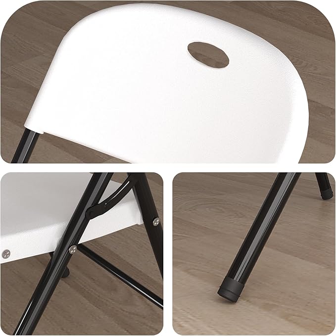 Nazhura 350 Weight Limit Heavy Duty Plastic Folding Chair with Reinfoced Steel Frame for Indoor and Outdoor, Wedding, Party, Restaurant, Meeting Room, Patio and Garden (White, 8 Pack)