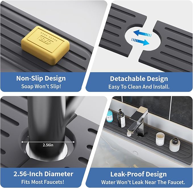 Faucet Mat for Kitchen Sink, Water Absorbent Kitchen Faucet Mat, Durable Sink