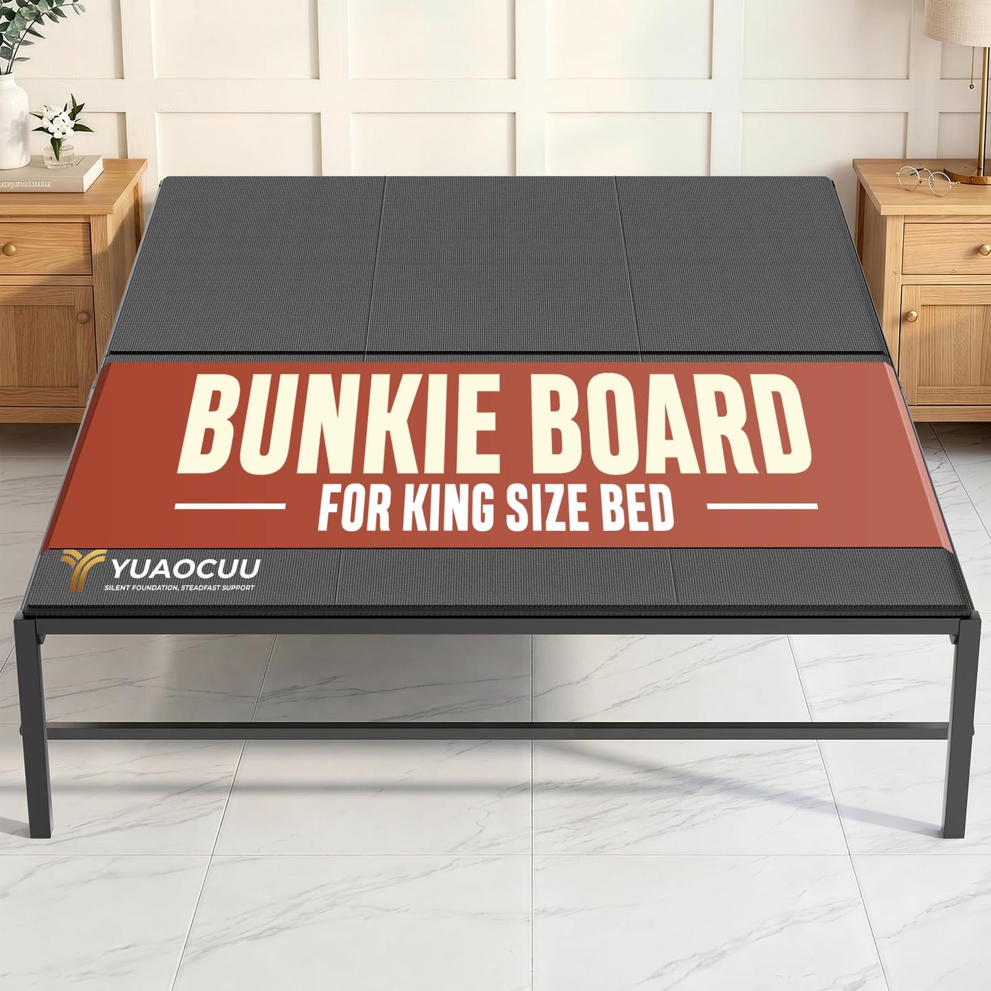 Bunkie Board King Size (76x80")-Heavy Duty Anti-Sag Low Profile Mattress Support, Breathable Noise Minimizing & Moisture Resistant Non-Slip Foundation for Platform Beds, Slatted Frames & Box Springs