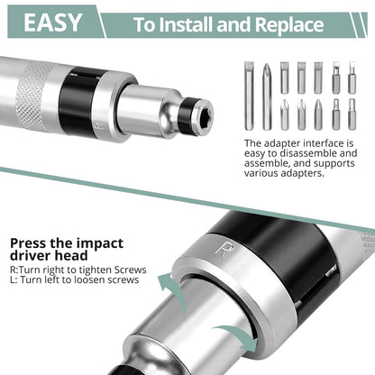 COLFULINE 12+1PCS Impact Screwdriver Set, Hand Impact Driver Bits - Heavy Duty Slot Cross Head Hex Bits with Manual Impact Corrector Screwdriver 1/2 Inch Square Drive