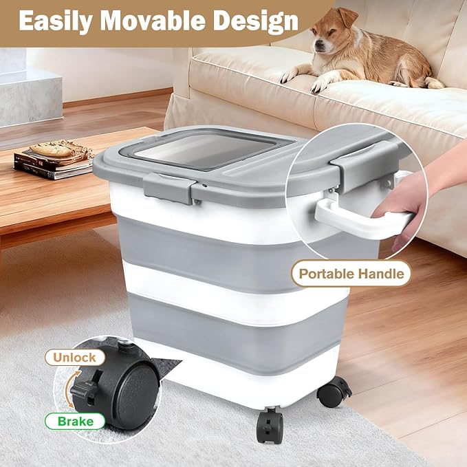 Rice Storage Container, Collapsible Airtight 10-40 Lb Rice Storage Container