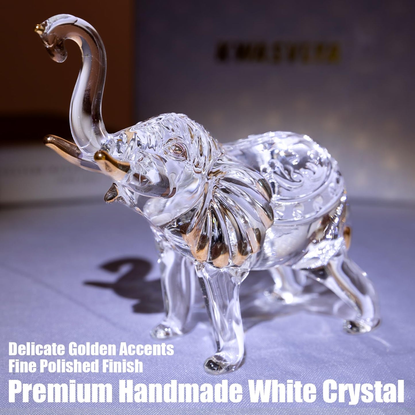KWASVLYA Handmade Crystal Elephant Figurine – Good Luck Decorative Statue for Home & Office Decor, Elegant Gift for Housewarming, Business, Weddings & Collectors