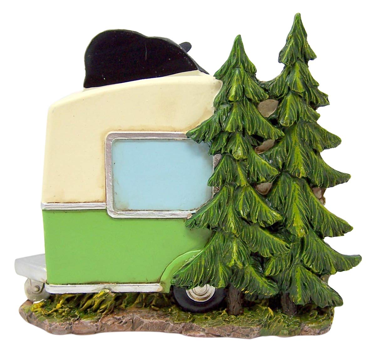 Rustic Kithcen Accessory- Black Bear in a Camper Salt and Pepper Shaker and Napkin Holder, 5 Inch (Shakers Included)