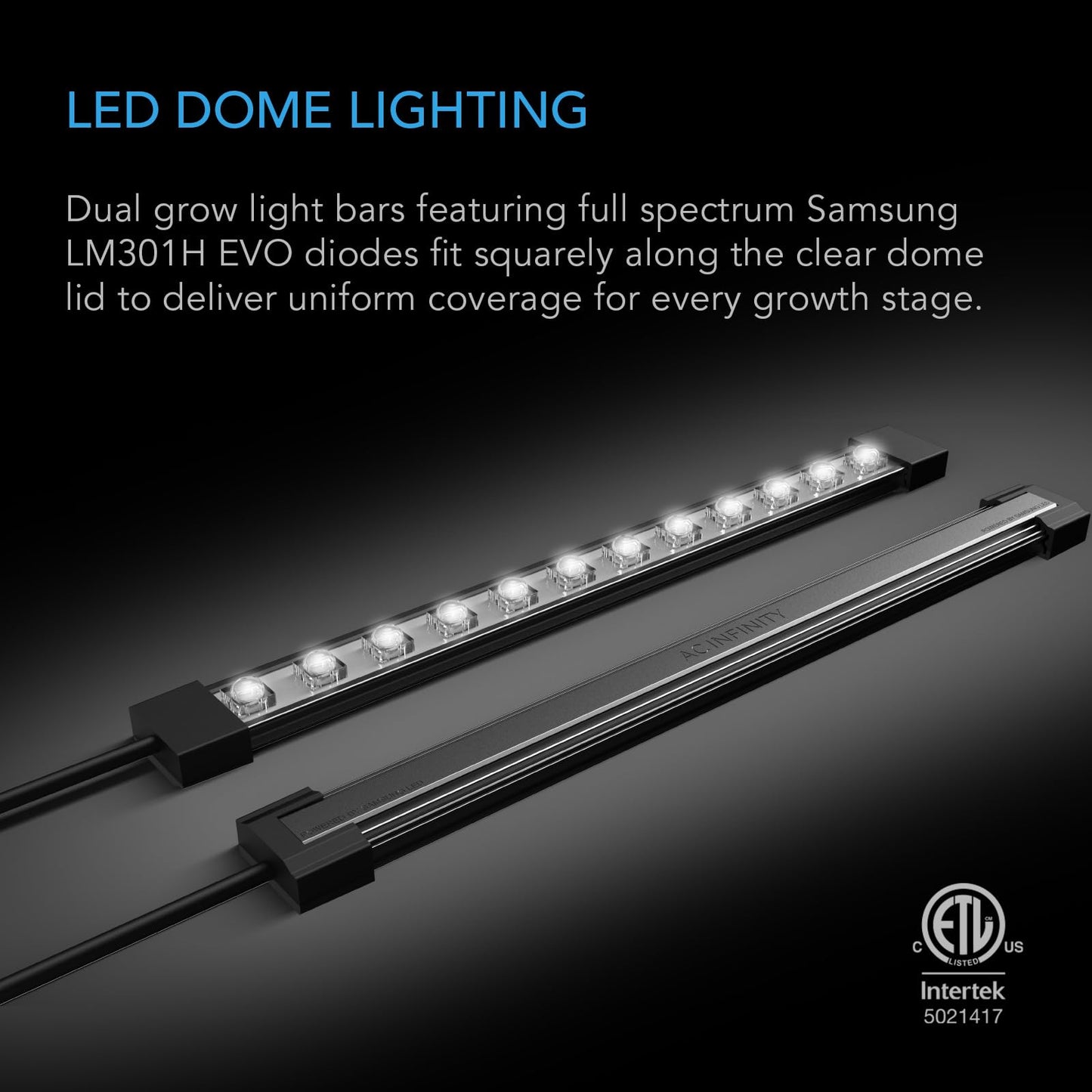 AC Infinity Heavy-Duty Humidity Dome 5x8 Germination Kit with Waterproof Seedling Mat, Full Spectrum LED Grow Light Bars, Samsung LM301H EVO Diodes, Vented Extension Panels, for Seed Starting
