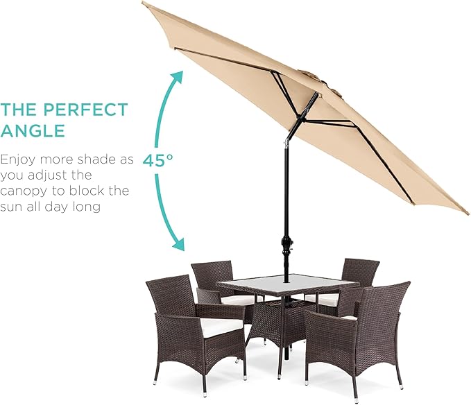 Best Choice Products 10ft Outdoor Table Compatible Steel Polyester Market Patio Umbrella w/Crank and Easy Push Button Tilt