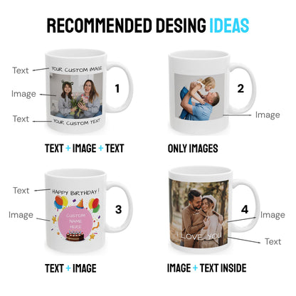 Personalized Coffee Mug – Custom Photo, Text, or Logo Ceramic Mug Tea Cup | Taza Personalizada with Picture or Message | Customized Gift Idea for Men & Women, Mom, Dad, Friends - Black/White | 11oz