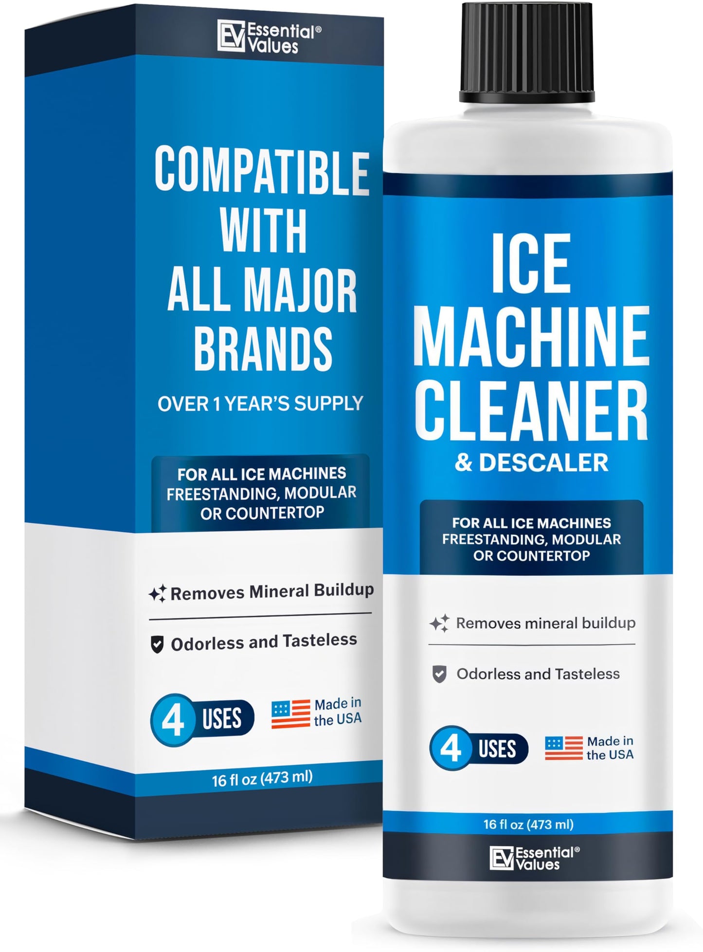 Ice Machine Cleaner 473ml, Nickel Safe Descaler | Ice Maker Machine Descaling Liquid Compatible with Whirlpool 4396808, Manitowac, Ice-O-Matic, Scotsman, Follett etc