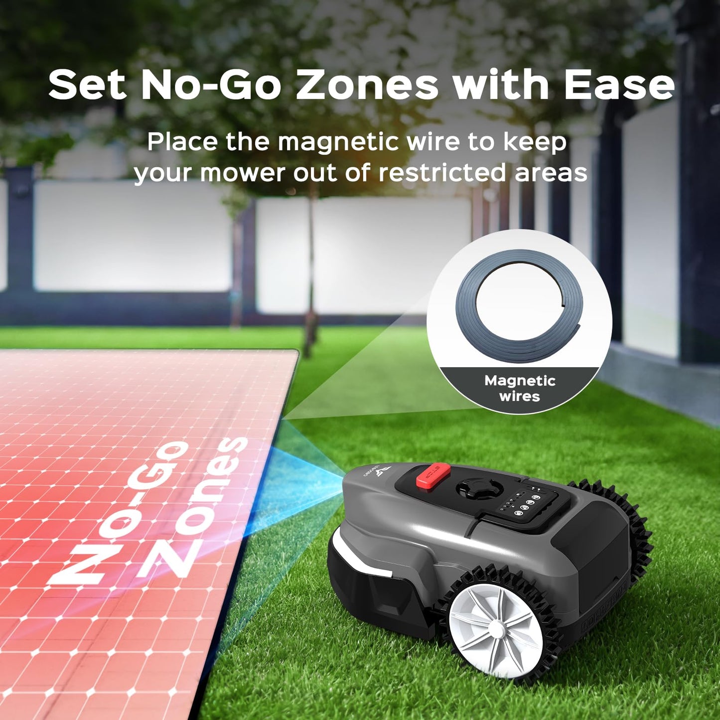 LEBOSBO V3 Robotic Lawn Mower with AI Vision Obstacle Avoidance, Smart APP Control, Low-Noise Operation, Adjustable Cutting Height, No-Go Zones, Ideal Robot Lawn Mower for Lawns Up to 1600 Sq.Ft