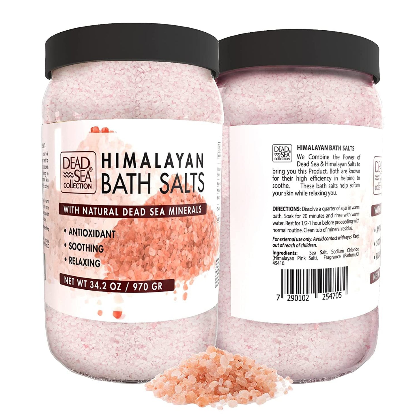 Dead Sea Collection Himalayan Bath Salts – Pure Dead Sea Minerals and Himalayan Pink Salt - Nourishing Soothing and Relaxing Skin and Muscle – 34.2 Oz