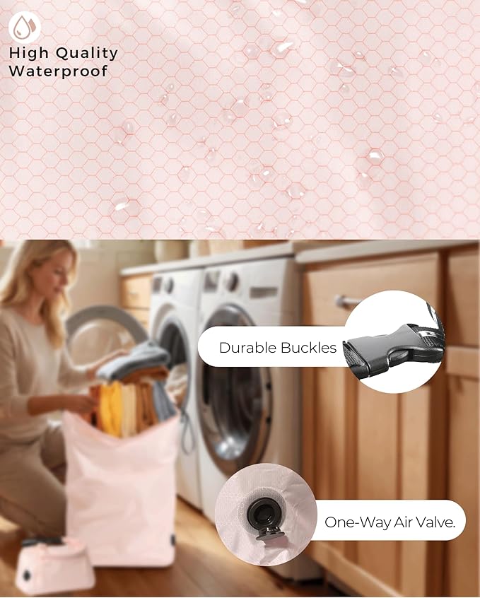 Travel Laundry Bag, Pump Free Vacuum Storage Bag Reusable Compression Dirty