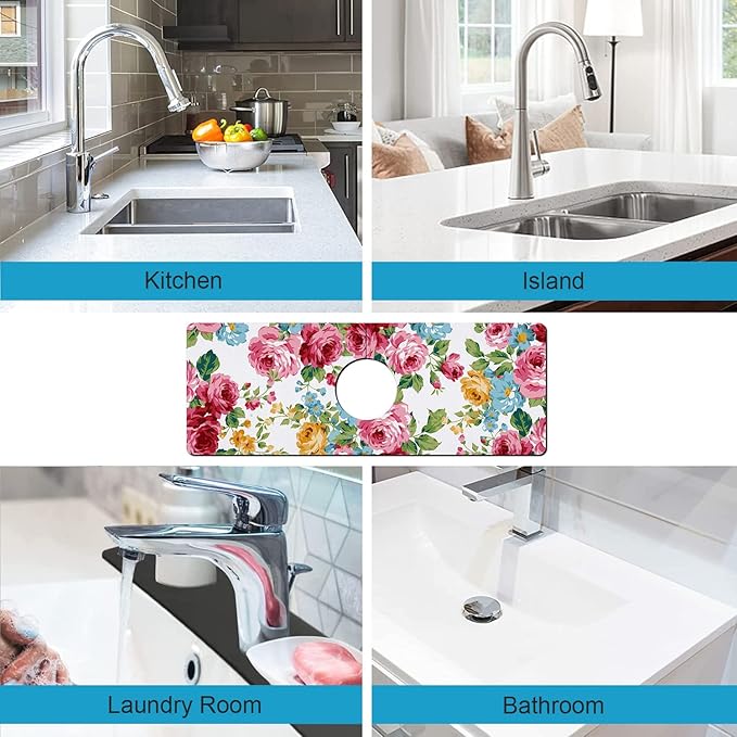 Kitchen Sink Splash Guard Faucet Mat Super Absorbent Fast Drying Mat Sink