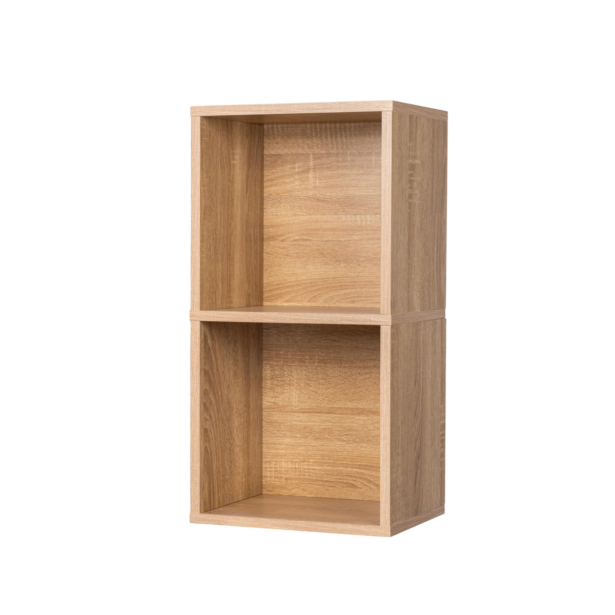 2 Cube Storage Organizer Wooden Bookshelf, 2 Cube Shelf Bookcase, Small Bookshelf Storage Organizer, 2 Cube Storage Shelf for Bedroom, Small Bookshelf for Living Room and Office (Natural, 2 Cube)