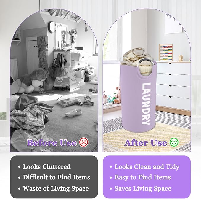 95L Folding Laundry Basket, Large Laundry Hamper