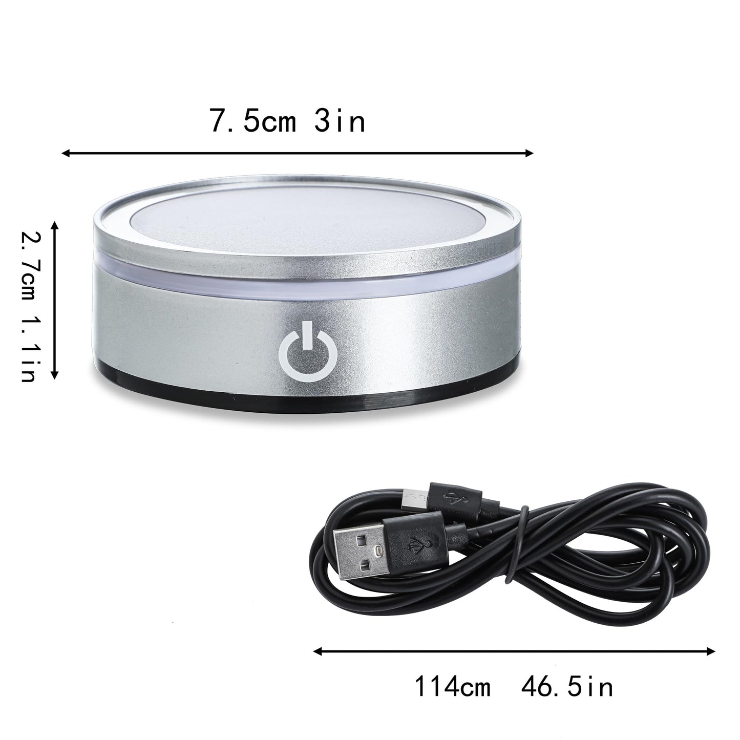 ZEERSHEE LED Light Base for Acrylic 3D Glass Resin Art Colorful Lighted Round Display Stand Battery/USB Power(Flat)