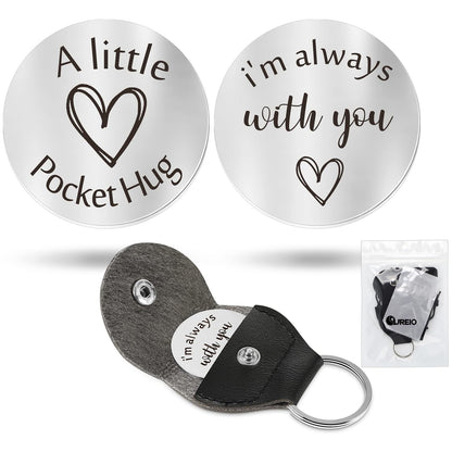 Sureio Pocket Hug Token Gift Long Distance Relationship Keepsake Inspirational Gift Keychain Valentine's Day Gifts (I'm Always with You)