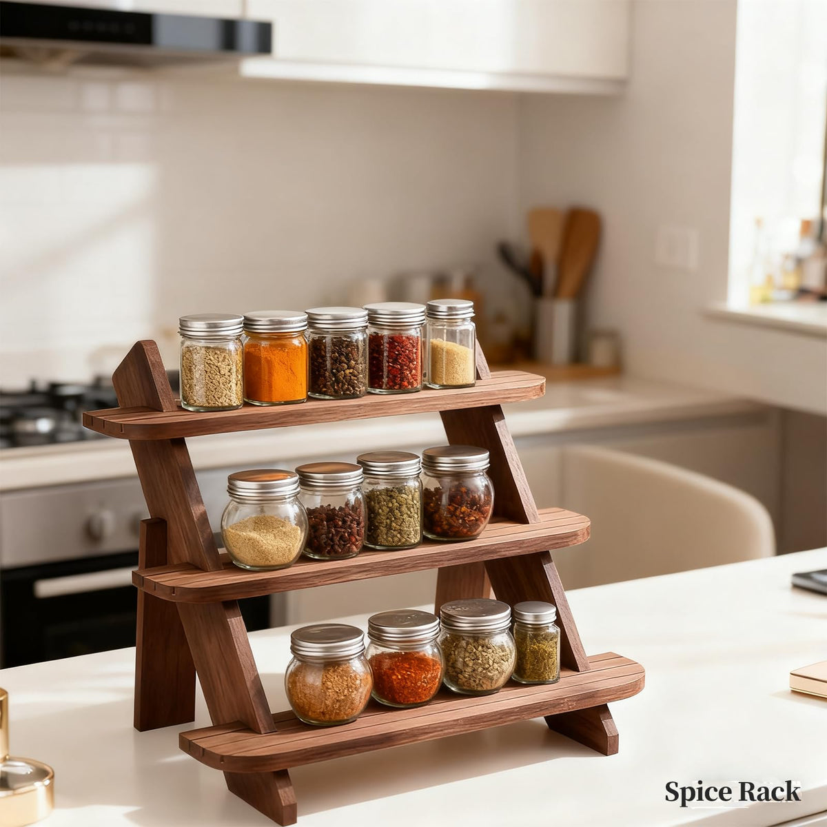 WHEARTED Wooden Display Stand, Tiered Cupcake Stand, 3 Tier Display Stand Riser, Rustic Risers Dessert Table Display Shelf Spice Rack Organizer Holder, Cologne Stand Perfume Organizer Stand