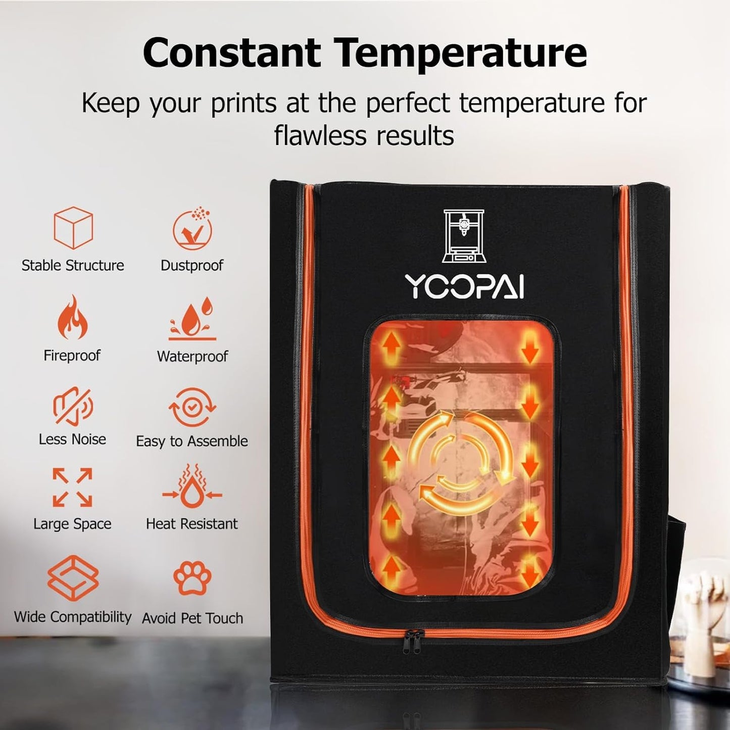 3D Printer Enclosure with LED Lighting, Fireproof Dustproof Tent Constant Temperature Protective Cover for Creality Ender 3 V3 SE/KE/Ender 3/Ender 3 Pro/Ender 3V2/Ender 3S1/Neo/Anycubic Elegoo, Medium