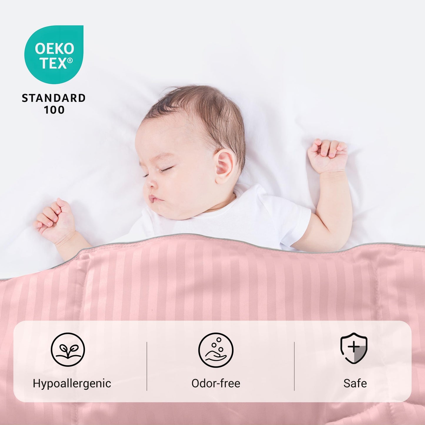 ZPECC Toddler Down Alternative Comforter, 39x47 Hypoallergenic Baby Blanket Quilt, Soft Breathable Lightweight All Season Kids Duvet Insert for Crib Stroller Cot Daycare, Pink Stripe