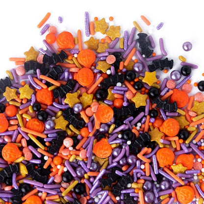 Sweets Indeed Toil & Trouble Halloween Sprinklefetti Mix – 4 oz Jar | Sprinkles with Pumpkins, Bats, Jimmies, Nonpareils, Sugar Pearls & Quins | Spooky Cookie & Cupcake Decorations