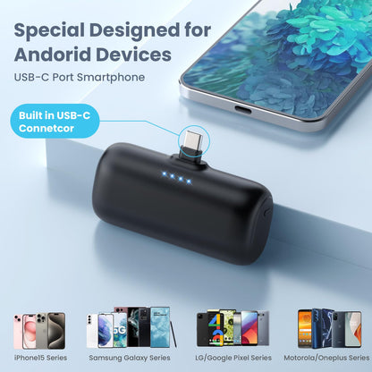 [2-Pack] Mini Portable Charger 5000mAh Power Bank,3A PD USB C Cell Phone Portable Power, LCD Display Battery Pack Compatible with iPhone 16/15/15 plus/15 pro/15 pro Max/Android/Samsung/Moto/LG etc