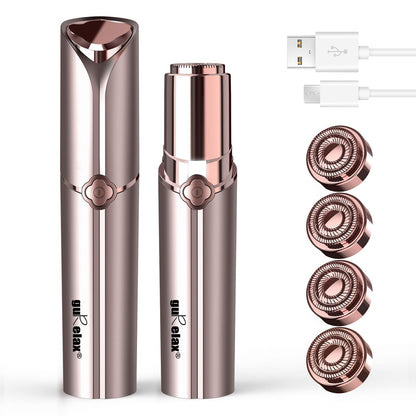 Facial Hair Removal for Women, Electric Painless Rechargeable Facial Hair Remover for Face, Lip, Chin with 2 x Replacement Heads
