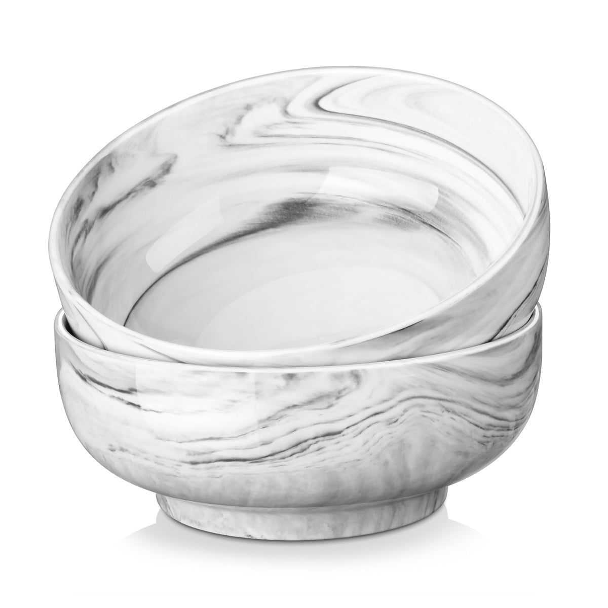 MALACASA Large Serving Bowls, 60 OZ (8'') Salad Bowls Set of 2, Ceramic Mixing Bowls for Kitchen, Serving Bowl for Soup, Pasta, Side Dishes and Entertaining, Marble Grey, Series REGULAR