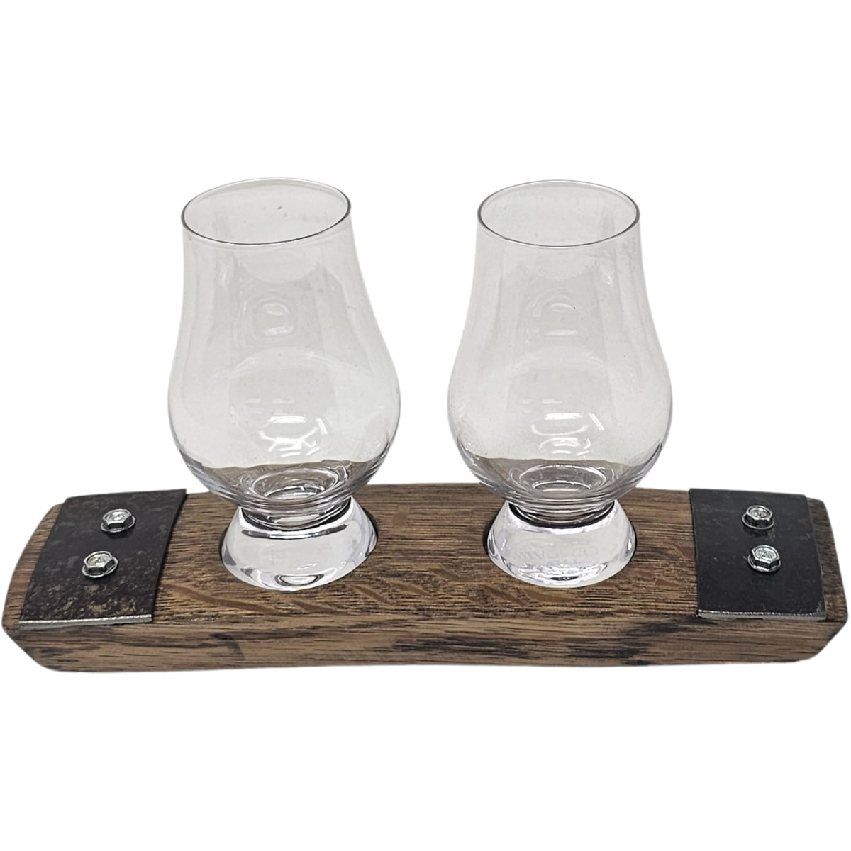Barrel-Art Premium 2 Glass Whiskey Flight/Whiskey Coaster/Crystal Glass Holder/Bar Decor (With Crystal Glasses)