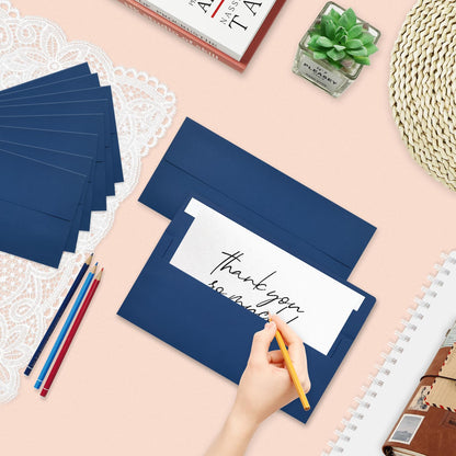 100 Pack #10 Business Envelopes, Navy Blue Standard Envelopes Self Seal, Letter Size Mailing Envelopes for Checks Letters Invoices Statements Birthday Graduation Wedding,4 1/8 x 9 1/2 Inch