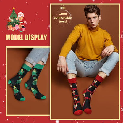 Moonlight Manor Christmas Socks For Men, 6 Pack Mens Christmas Socks, Xmas Crew Socks US Size 6-13