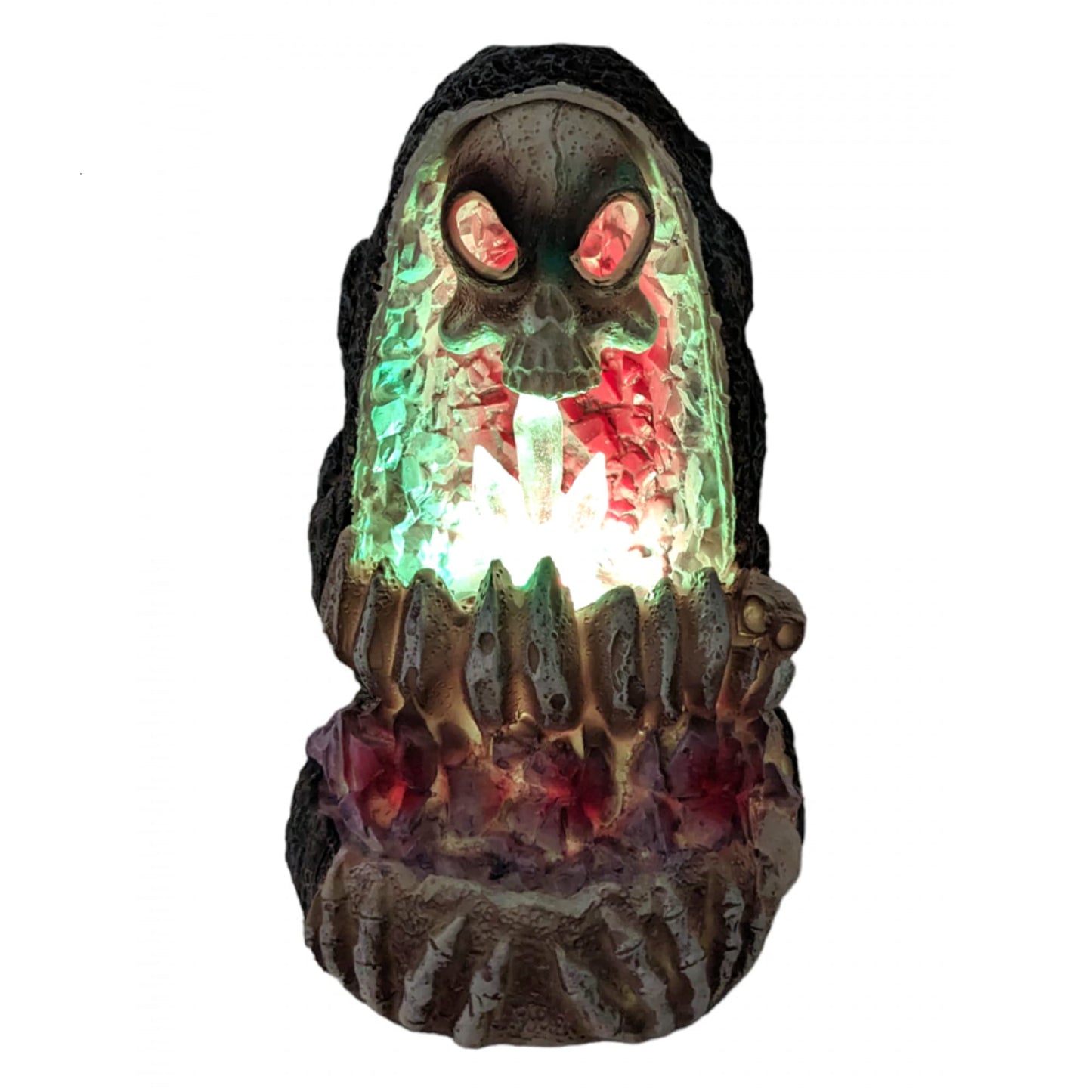 FESS Products Geode Skull Back Flow Incense Burner w/LED - 6"