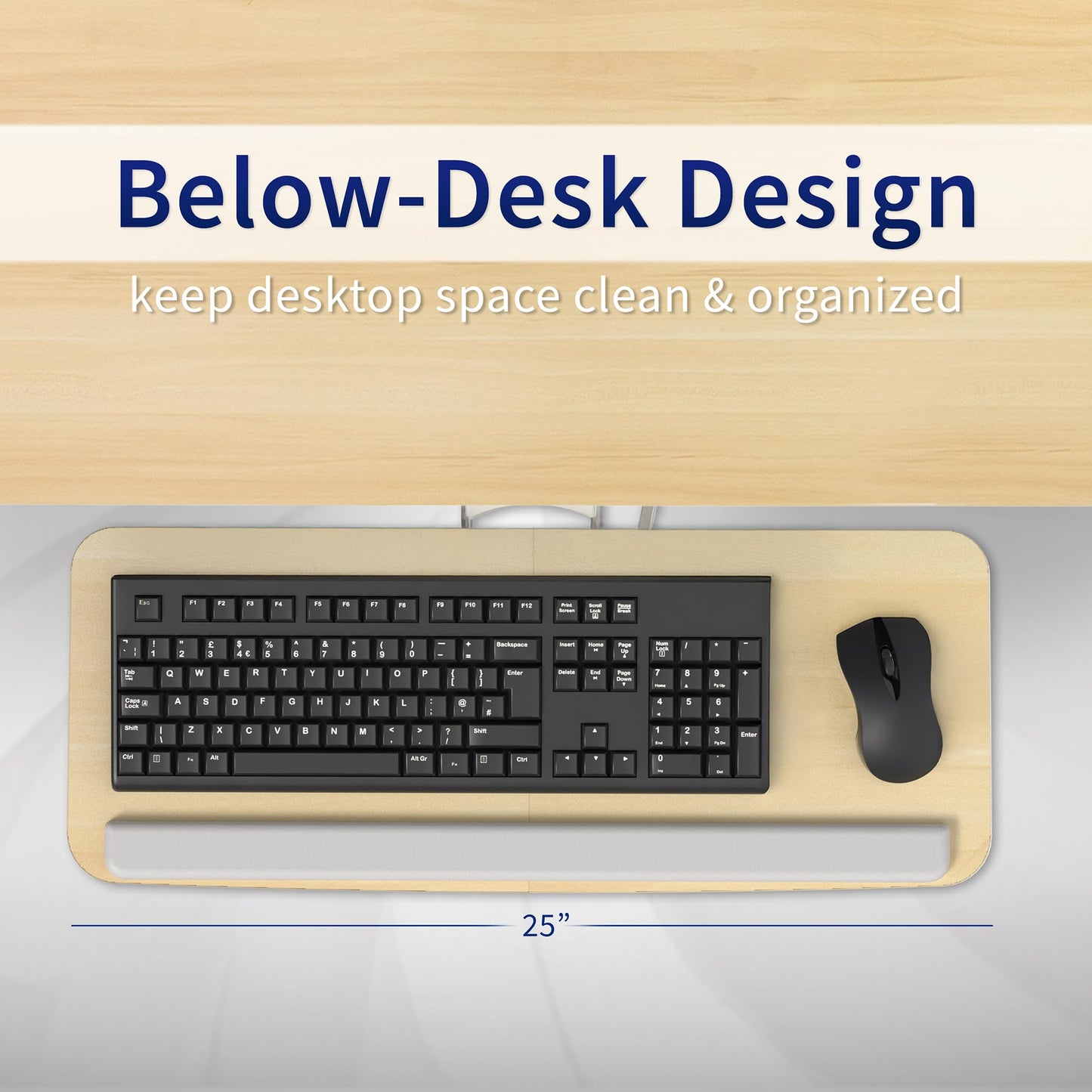 VIVO Adjustable Computer Keyboard & Mouse Platform Tray Ergonomic Under Table Desk Mount Drawer Underdesk Shelf (MOUNT-KB03B)