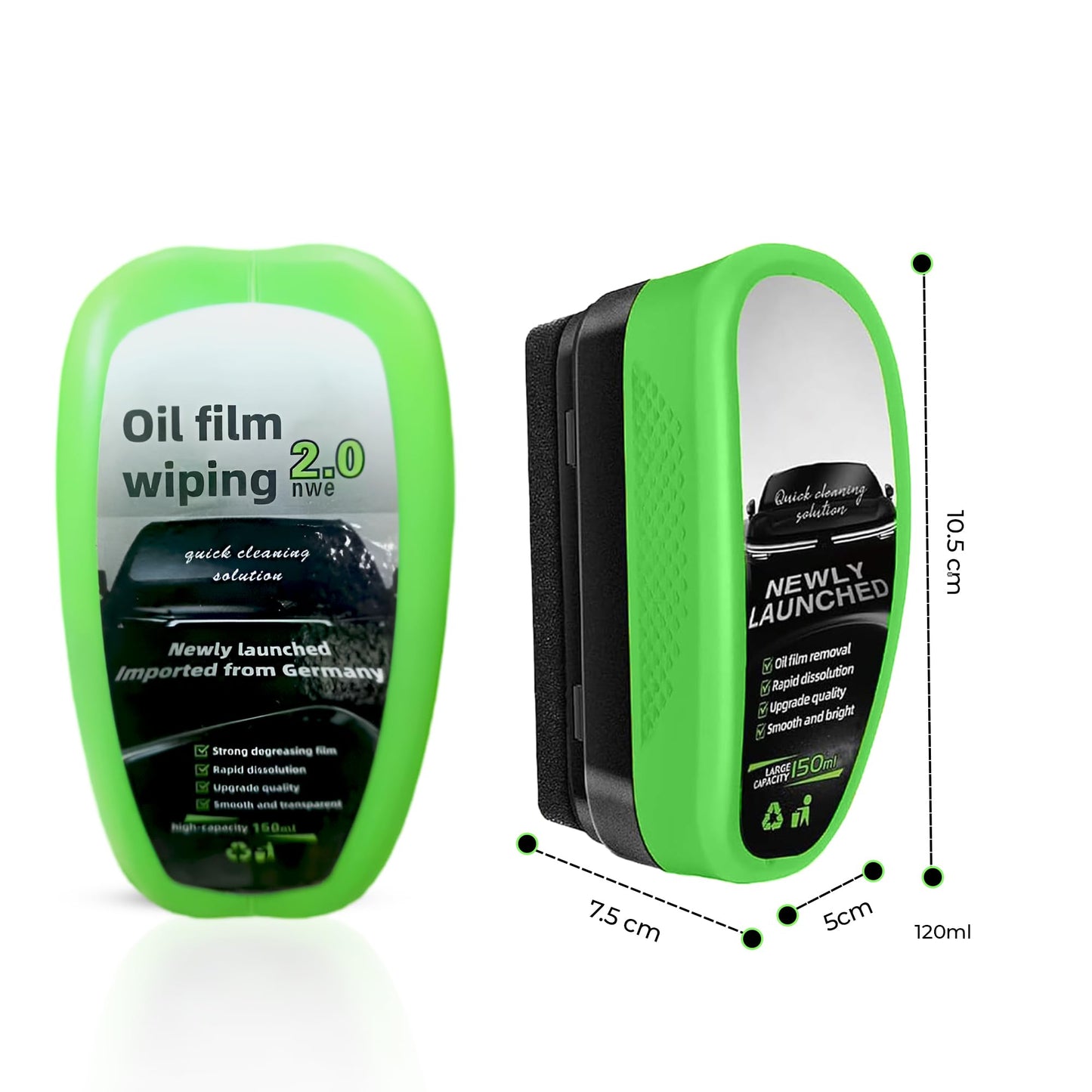 Automotove Oil Film Cleaning Brush green - Car wash Brush Prevents Rain and Fog Glass Oil Film Remover - Car Glass Cleaning Board, Enhances Clarity and Visibility