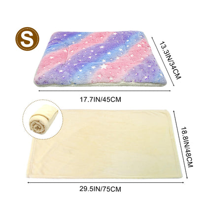 SM4BED Cat Dog Bed Mat & Blanket, Reversible Pets Crate Pad Bed Mat and Ultra Soft Warm Fleece Calming Blanket for Small Puppy Kitty, Washable