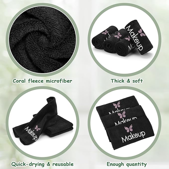 Shimeyao 20 Pack Makeup Towels Black Makeup Washcloths