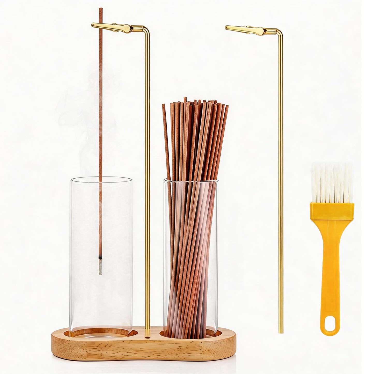 Glass Incense Holder, 2 in 1 Hanging Incense Burner Holder with Ash Catcher & Storage | Cute Boho Decor for Meditation, Yoga, Spa | Stick Incense Holder, Censer, Incense Tray Alternative (Natural)