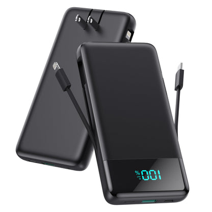 Portable Charger for iPhone with Built in Cables and Wall Plug,Upgraded 13800mAh Fast Charging USB C Power Bank,4 Outputs Travel Essential Battery Pack Compatible with iPhone 15/14/13,Samsung-Purple