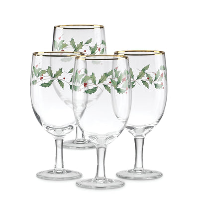Lenox 849606 Holiday 4-Piece Iced Beverage Glass Set, Christmas Dinnerware, Hosting