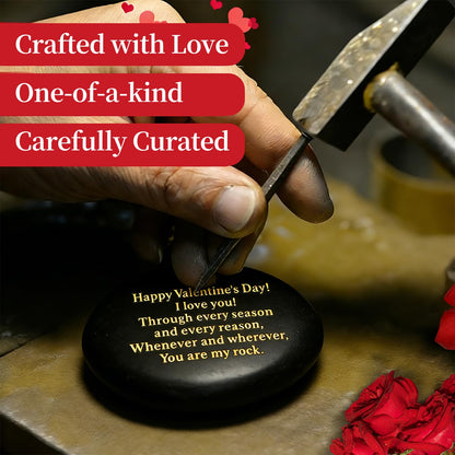 Sundrence Valentines Day Gifts for Him and Her - You are My Rock Engraved Gifts for Boyfriend, Girfriend, Husband, Wife, Men, Women - Polished Black Pebble Regalos para el 14 de febrero para Hombre