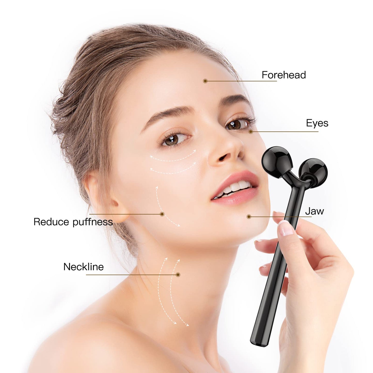Tekson Faical Roller Massager, 3D Metal Face Massage Tool for Reduce Puffiness, Remove Eye Wrinkles, Face Lift, Increase Firmness, Anti-Aging, Skin Tightening (Zinc Alloy)
