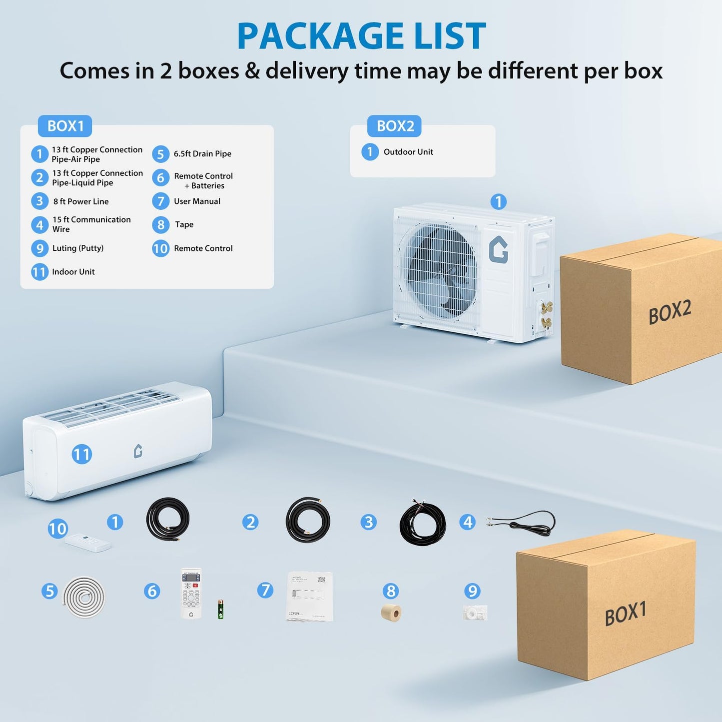 12000 BTU Mini Split Air Conditioner& Heater, 21 SEER2, Cools 750 Sq.Ft, Alexa Compatible, Inverter Tech Ductless Air Conditioner with WiFi & Remote Control/Self Cleaning/Installation Kit, 230V